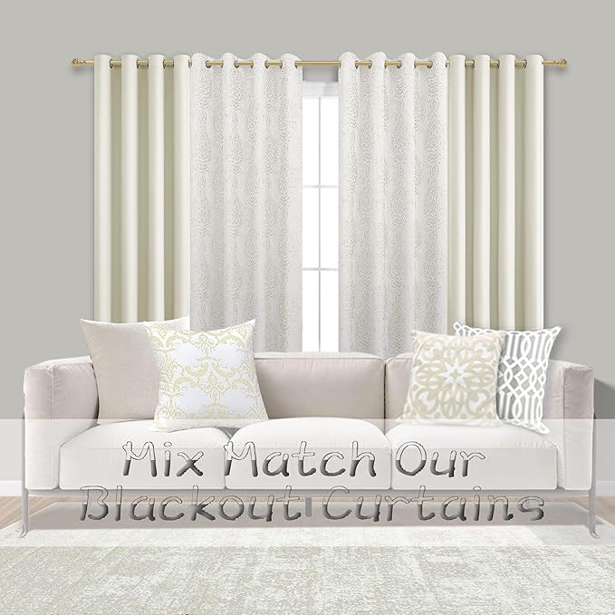 Mrs.Naturall Cream Blackout Curtains 90 Inches Long for Living Room 2 Panels Set,Heat Blocking Thermal Insulated Room Darkening Grommet Curtain Drapes for Bedroom,Off White Ivory