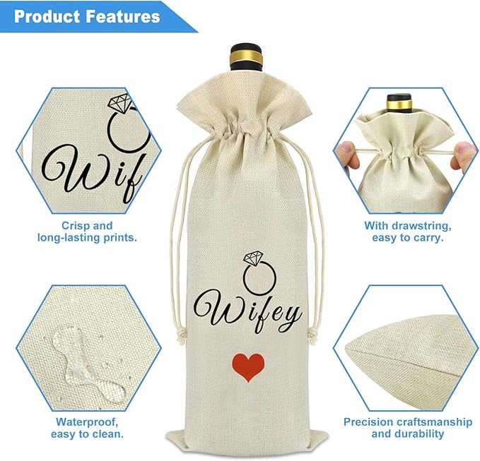 Wife Gifts Wine Bag Anniversary Romantic Gifts for Wife Funny Girlfriend Gift Wedding Decorative Wine Bag Valentines Day Gifts for Her Couples Bride Bridal Shower Bachelorette Party Engagement Gift