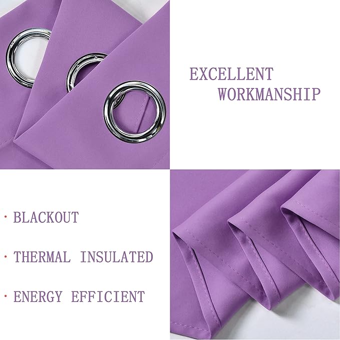 Light Purple Valance for Kitchen Windows Solid Lavender Grommet Top Blackout Valance Window Treatment for Living Room Short Straight Drape Valance for Bedroom Kids Room 70X18 1 Panel Lilac