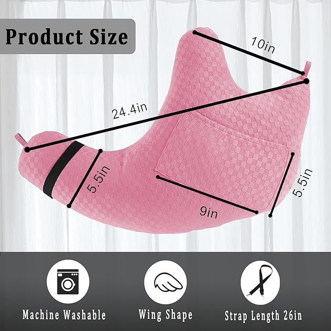 Shoulder Surgery Pillow Rotator Cuff Pillow Recovery and Pain Relief Removable with Shoulder Strap Arm Support Pillow for Side Sleeping and Walking (Dark Pink)