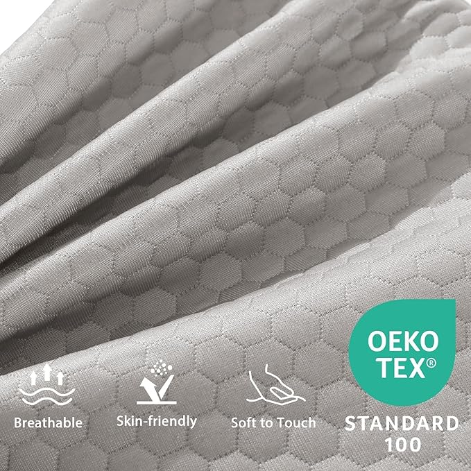 SASTTIE Wedge Pillow for Sleep Apnea, 12 Inch Bed Wedge Pillow for Back Pain Relief, Adjustable Memory Foam Pillow Wedges for Sleeping Acid Reflux, Shoulder Pain Relief and Snoring, Light Grey & White