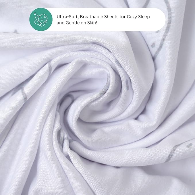 TansyPanda Bassinet Sheets for Angelbliss, Koolerthings, Koola Baby Bassinet Bedside Sleeper, 3 Pack, 33x20 inch, Ultra Soft, Breathable, Snug Fit, Unisex Boys Girls, Gray White (Moon, Stars, Clouds)