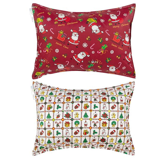 ALVABABY Toddler Pillowcases Fits 13 x 18,12x 16 Kids Pillow Cover Cotton Envelope Baby Christmas Pillowcases for Boy Girl Sleeping Travel Xmas 2TPW29A