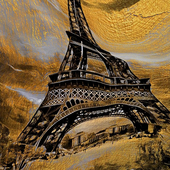 AILONEN Eiffel Tower Shower Curtain,Afterglow Tower Bathroom Fabric Shower Curtain for Boys Kids Teens, 60" W*72" H Vintage Orange & Black Style Paris Tower Bathroom Decor