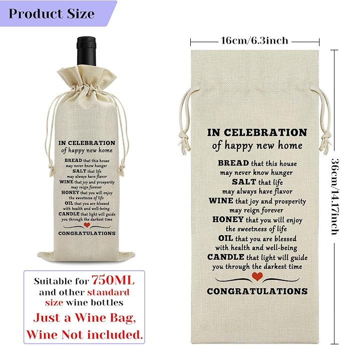 Housewarming gifts for New House Owner Wine Bag New House Gifts for Wine Gift Bags for Neighbor Friends Realtor Closing Gifts for Home Buyers Congratulations Housewarming Birthday Party Supplies