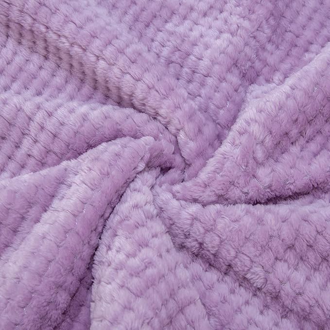 Fuzzy Throw Blanket, Plush Fleece Blankets for Adults, Toddler, Boys and Girls, Warm Soft Blankets and Throws for Bed, Couch, Sofa, Travel and Outdoor, Camping (Throw(50"x70"), L-Lavender)