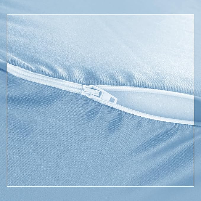 HOMBYS Satin Bed Wedge Pillow Cover Silky & Smooth Wedge Pillowcase 1 Pack 24x24x12, Soft & Breathable, Removable & Machine Washable-Zipper Design (Pillow Not Include),Light Blue