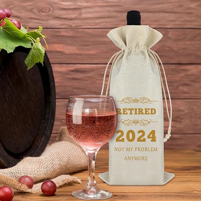 Retirement Gifts for Women Men 2024 Retirement Wine Bag for Coworker Colleague Leaving Farewell Gift for Employee Appreciation Gifts for Retired Teacher Coach Going Away Gifts for Leader Wine Gift Bag