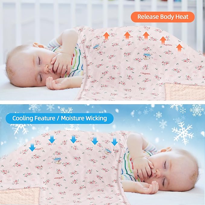 Baby Blanket for Boys Girls Super Soft Blanket,Fluffy Cool Lightweight Baby Receiving Blankets,Double Layer with Dotted Backing for Toddler Nursery (Pink, flower30*40in)