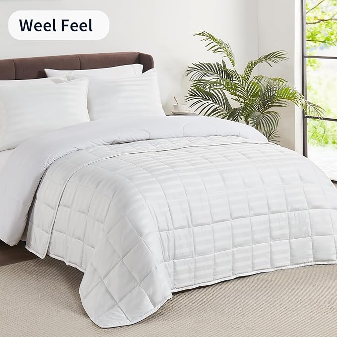 Weighted Blanket for Adult,25lbs Heavy Weighted Blanket 60"x80" Breathable Cooling Summer Blankets, Ultra Soft Cotton Comfort Throw Blanket with Glass Beads for All-Season (White)