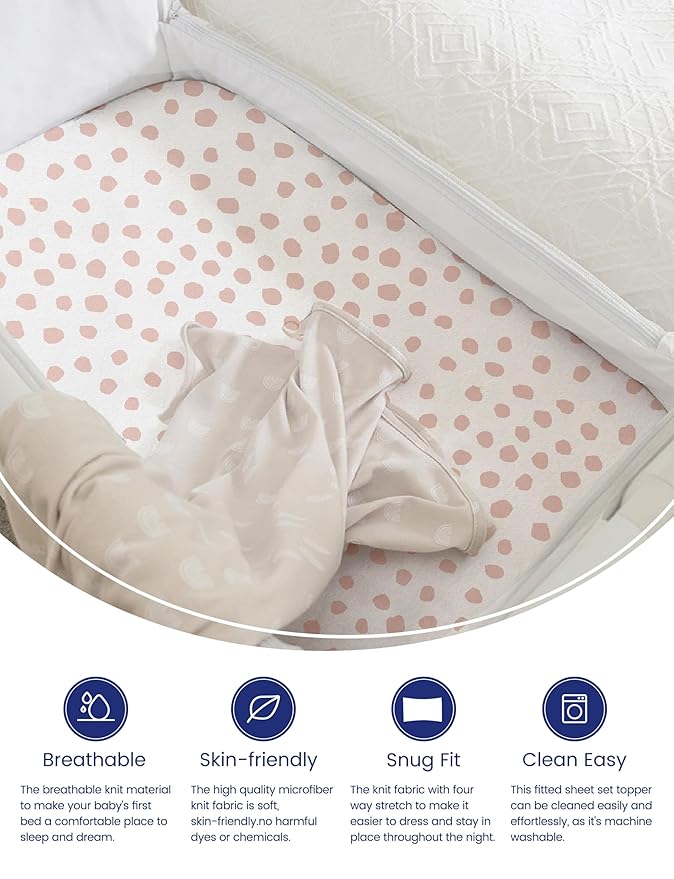 TotAha Premium Soft Bassinet Sheet for Boy Girl, Super Stretchy Jersey Knit Bassinet Fitted Sheet, Compatible with Halo, Maxi COSI, Mika Micky, SNOO, Baby Delight Mattress, 2 Pack