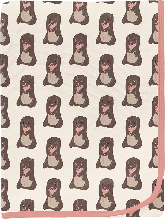 KicKee Print Swaddle Blankets, Silky Soft Baby Blanket, 40” x 29” (Natural Velveteen Rabbit - One Size)