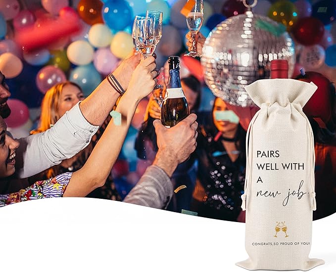 New Job Gifts,Job Promotion Gift,Congrats on New Job,Leaving Job Gifts,Going Away Gifts for Coworker,New Chapter Of Your Life Wine Bags,New Job Gifts Wine Bag,1 Drawstring Gift Wine Bag,Q11