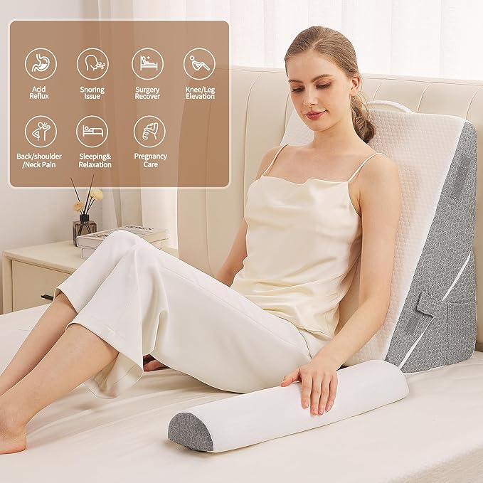 Wedge Pillow for Sleeping, 4PCS Bed Pillow for Side Sleeping, L29 x H22 Body Pillow with Memory Foam, Pocket Included