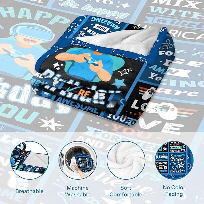 Teen Boy Gifts, Happy Birthday for Boy Blankets, Happy Birthday Decorations for Boy, Birthday Gifts for Boys Kids, Boy Kids Birthday Gift, Super Soft Kids Blanket, Best Birthday Gift Ideas 60 X 50in