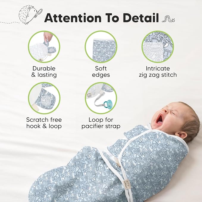 3-Pack Organic Baby Swaddle Sleep Sacks - Newborn Swaddle Sack, Ergonomic Baby Swaddles 0-3 Months, Swaddles for Newborns, Baby Sleep Sack, Baby Swaddle Blanket Wrap, Baby Essentials (Excavation)