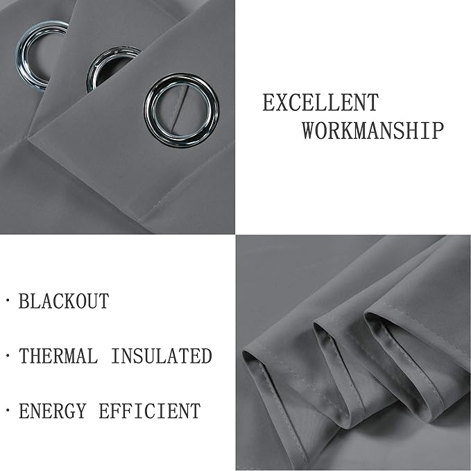 Dark Grey Valance for Bedroom Solid Grommet Top Blackout Thermal Insulated Curtain Valance for Living Room Basement/Loft/Office 52 X18 1 Panel Gray