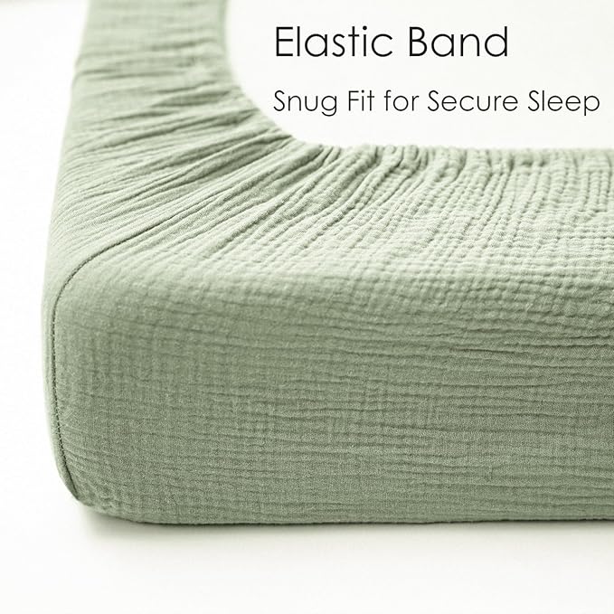 Muslin Cotton Crib Sheets - Neutral Fitted Sheets for Standard Crib& Toddler Mattress Soft and Breathable Baby Sheets for Boys and Girls - 28"x52"