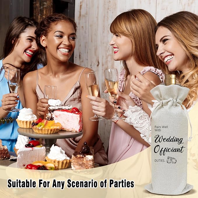 Wine Canvas Bag, Wedding Wine Gift Bag, Wedding Gift for Bride Groom New Couples Gifts Wine Bags for Wine Bottles, Wine Gifts With Drawstring Wedding Engagement Bridal Shower Party Decoration -WB13