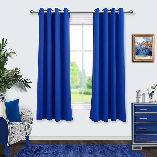 Mrs.Naturall Royal Blue Curtains for Toddler Boys Bedroom Blackout Gamer Curtains for Boys Room 2 Panel Sets,63 Inch Length