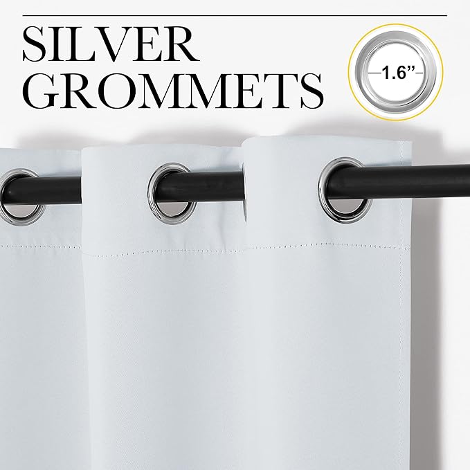NICETOWN Room Darkening Draperies Curtains, Window Treatment Thermal Insulated Grommet Room Darkening Curtains/Drapes for Bedroom (Greyish White, 2 Panels, 34 by 72)