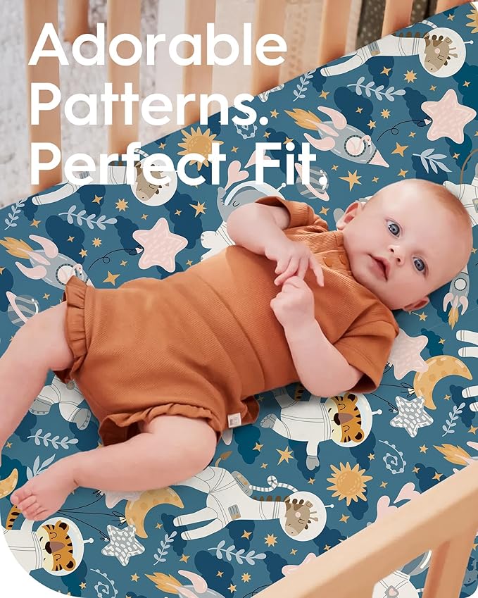 Premium Fitted Baby Boy Crib Sheets for Standard Crib Mattress - Ultra-Soft Jersey Knit Crib Mattress Sheet, Safe and Snug, Durable, Stylish Crib Sheet, 28''x52''x9'' Extra Deep Pocket