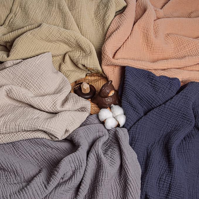 Lulu moon Muslin Quilt Blanket, Crib Blanket for Baby and Toddler,47x47 Inches(Gray)