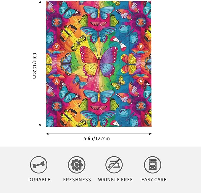 Cute Cartoon Flannel Blanket for Kids, 50" L x 60" W Inches – Soft and Cozy Plush Throw Blanket for Boys and Girls – Perfect for Bed, Couch, or Travel (Butterfly)