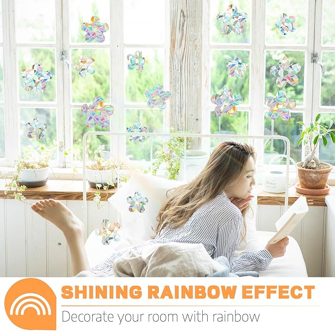 80pcs Window Decals for Glass Windows, Anti Collision Window Clings for Birds, Butterfly Shape Bird Strike Prevention for Windows (Flower)