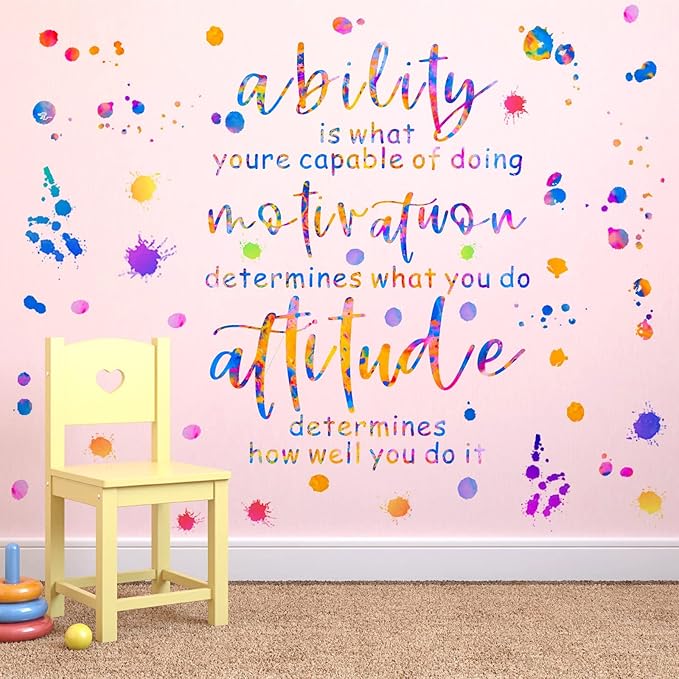Inspirational Quotes Wall Decal Colorful Inspirational Wall Stickers Vinyl Motivational Phrases Stickers Removable Peel and Stick Wall Stickers for Nursery Classroom Kids Room Decor