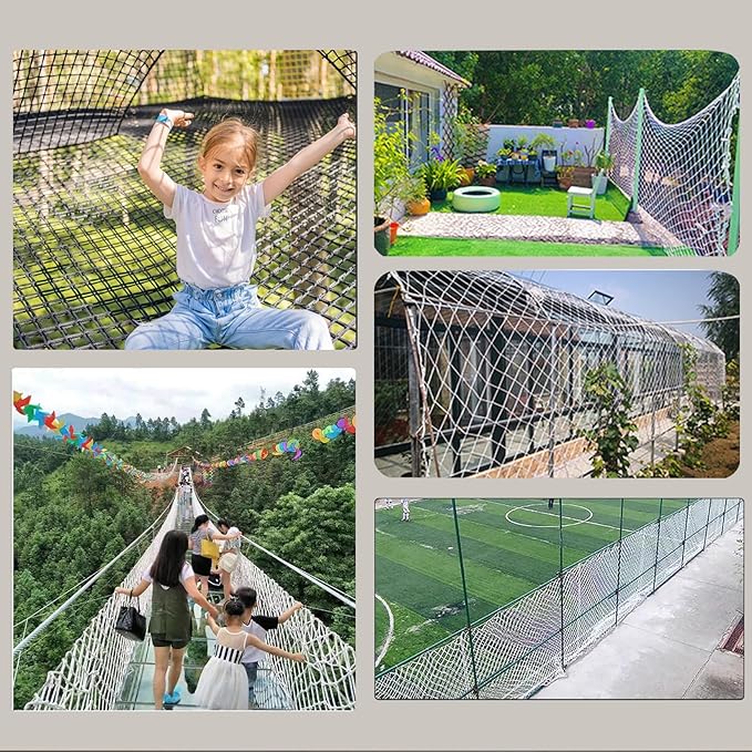 Rope Net Kids Safety Rope Netting Stairs Balcony Fence Safety Net Child Railing Playground Protection Rope Netting Indoor and Outdoor Decor Net White (6mm,1.5X1m)