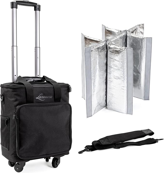 Lazenne Wine Bags for Travel - 6 Bottle Wine Bag/Wine Carrier - Wine Luggage For Professionals and Consumers. 3-in-1 Wine Tote, Rolling Suitcase and Insulated Cooler Bag with Removable Dividers