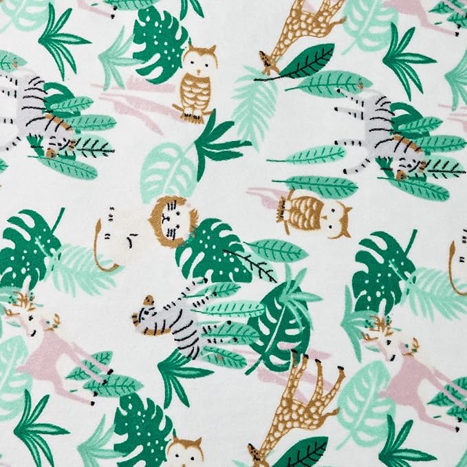 DaysU Silky Micro Soft Plush Baby Blankets for Boys with Print Animal Pattern and Soothing Raised Dots, Double Layer Bed Throws for Toddler Cot, Jungle, Green, 50x60 Inches