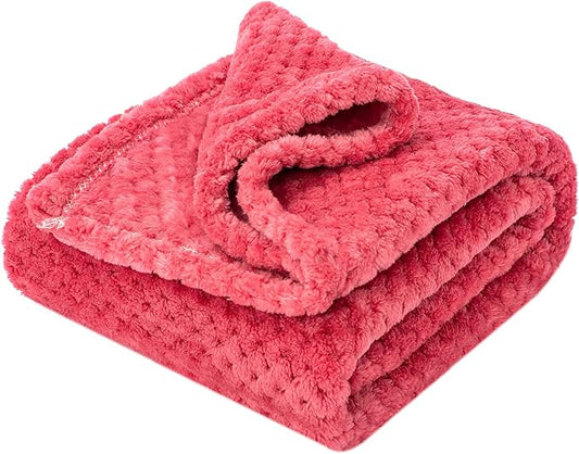 Fuzzy Blanket or Fluffy Blanket for Baby Girl or boy, Soft Warm Cozy Coral Fleece Toddler, Infant or Newborn Receiving Blanket for Crib, Stroller, Travel, Decorative (40Wx60L, M-Raspberry)