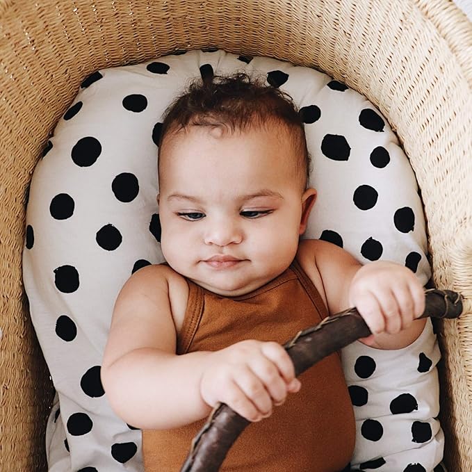 Bassinet Sheet Set 2 Pack 100% Jersey Cotton Black and White Abstract Stripes and Dots by Ely's & Co