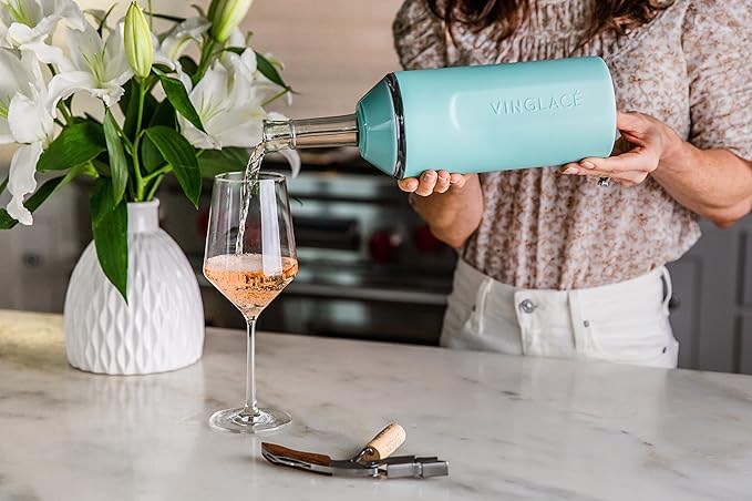 Vinglacé Wine Bottle Chiller- Portable Champagne Insulator- Stainless Steel Wine Cooler Sleeve, Sea Glass