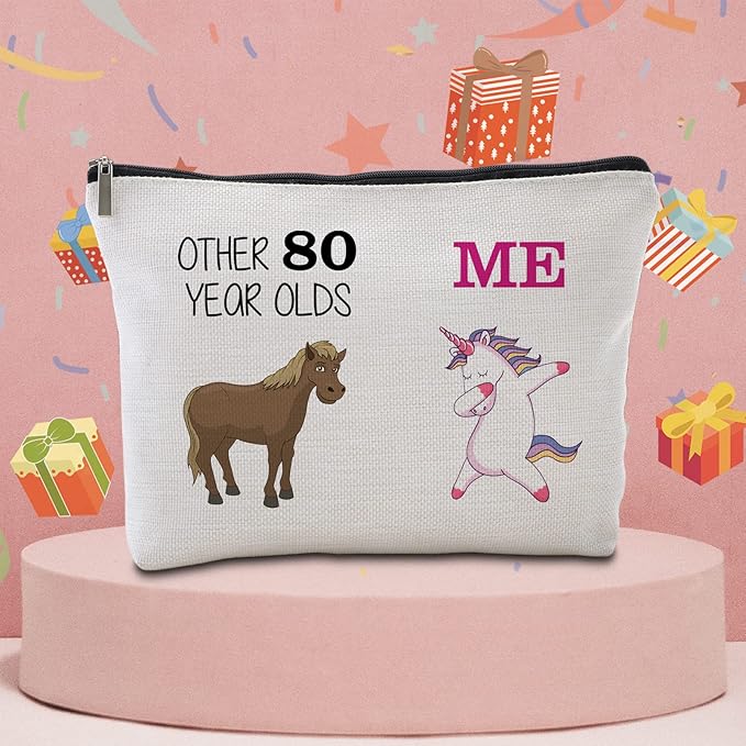 80th Birthday Gifts Women Travel Makeup Bag Funny Unicorn Gift Bag Other 80 Year Old Me Unicorn Best 80 Birthday Decorations for Her 80th Birthday Gift Ideas