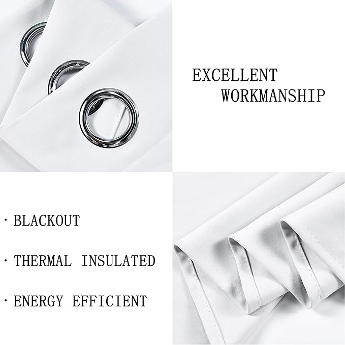 Solid Pure White Grommet Valance for Windows 52X18 Inches Valance for Kitchen Blackout Curtain Valance for Living Room Short Straight Drape Valance for Bedroom Kids Room 1 Panel Off White