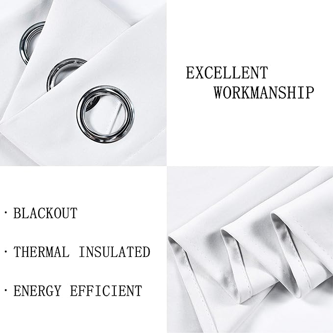 Solid White Grommet Valance for Windows 42X18 Inches Valance for Kitchen Blackout Curtain Valance for Living Room Short Straight Drape Valance for Bedroom Kids Room 1 Panel