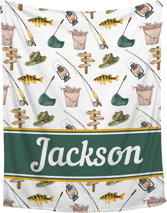 Custom Fishing Blankets and Throws,Fishing Gifts, Gifts for Fisherman,Custom Fish Blankets Fishing Gift for Man, Fish Hunter Gifts Throw Blanket, Fathers Day Fishing Gifts for Men,Kids Size-40"x50"