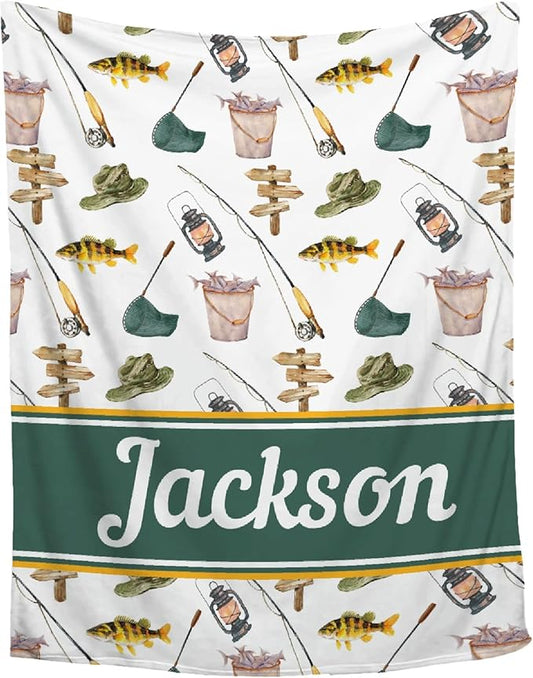 Custom Fishing Blankets and Throws,Fishing Gifts, Gifts for Fisherman,Custom Fish Blankets Fishing Gift for Man, Fish Hunter Gifts Throw Blanket, Fathers Day Fishing Gifts for Men,Teens Size-50"x60"