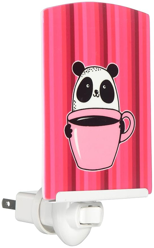 Caroline's Treasures BB7038CNL Panda Bear Coffee Ceramic Night Light Compact, UL-Certified, Ideal for Bedroom, Bathroom, Nursery, Hallway, Kitchen, 6x4x3, Multicolor