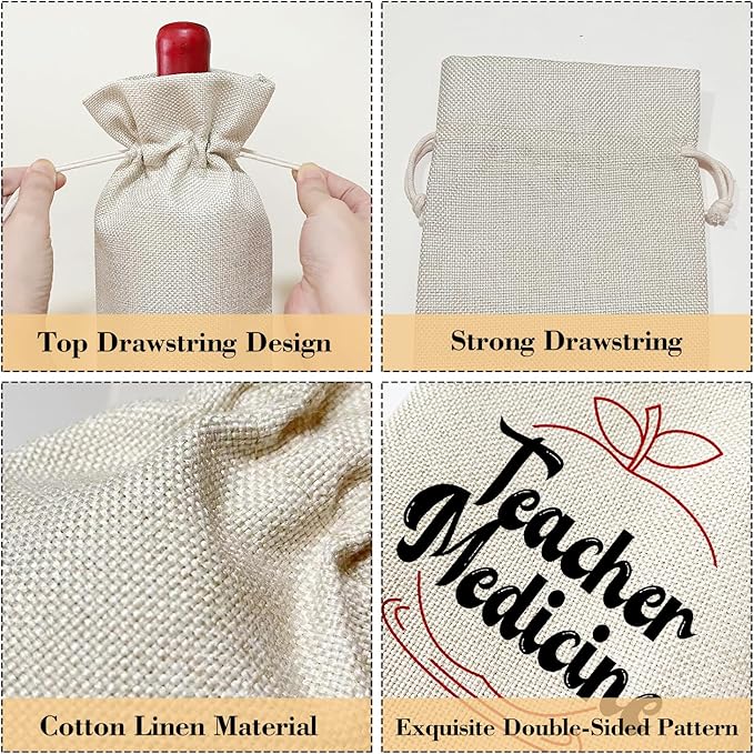 Teacher Appreciation Gifts, Thank You Gifts for Teacher Counselor Graduation Retirement Gifts for Coworker Colleague Thanksgiving Christmas Party Favor Wine Bag Decoration Supplies /47