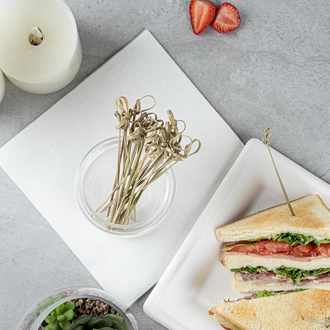 Restaurantware 6 Inch Twisted Bamboo Skewers 1000 Sturdy Disposable Bamboo Food Picks - Sturdy Looped Knot Bamboo Appetizer Picks Sustainable For Serving Appetizers and Cocktail Garnishes