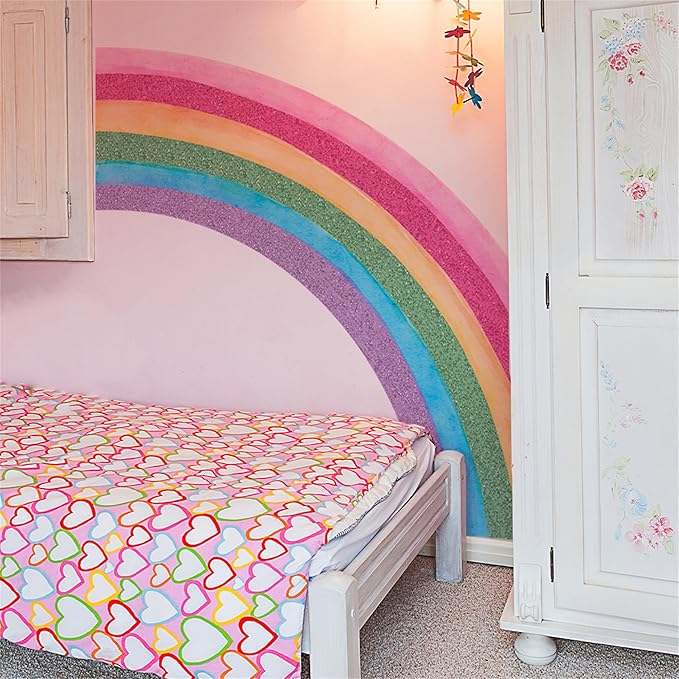 Waterproof Removable Vinyl Huge Rainbow Wall Decal Sticker for Nursery Kidsroom School Classroom Livingroom Bedroom Bathroom Decorations Art Kids Graduation Boho Cute Decals