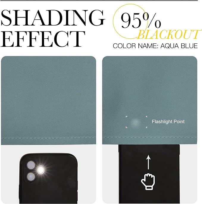 NICETOWN Modern Blackout Curtains Noise Reducing, Greyish Blue, 2 Panels, W55 x L102 -Inch, Thermal Insulated and Privacy Room Darkening Drape Panels for Boy's Guest Room Door Window