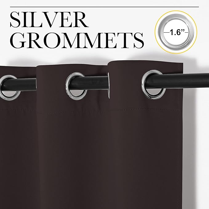 NICETOWN Blackout Curtain Panels for Bedroom Window, Triple Weave Microfiber Energy Saving Thermal Insulated Solid Grommet Blackout Draperies and Drapes(One Pair, 34 inches by 72 inches, Toffee Brown)