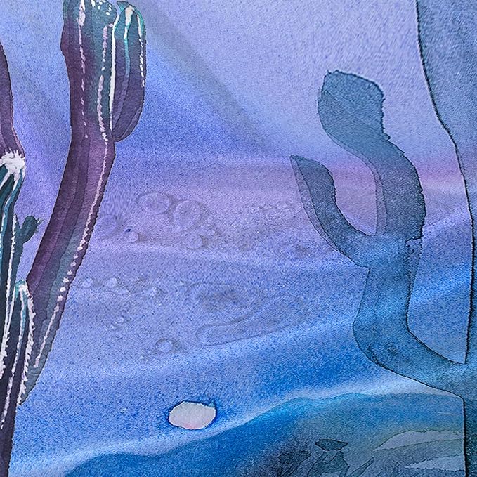 AILONEN Watercolor Cactus Shower Curtain,Blue-Purple Dreamy Theme Bathroom Fabric Shower Curtain for Boys Kids Teens, 36" W*72" H Night Cactus Forest Bathroom Decor