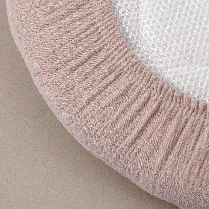 Muslin Bassinet Fitted Sheets, 2 Pack for Baby Boy and Girl, Soft Breathable Baby Pad/Mattress Sheet, Fit for Hourglass Oval and Rectangle Bassinet Mattress (Gentle Colors, Bassinet Sheets 2 Pack)