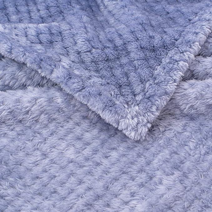 Fuzzy Blanket or Fluffy Blanket for Baby, Soft Warm Cozy Coral Fleece Toddler, Infant or Newborn Receiving Blanket for Crib, Stroller, Travel, Decorative (28Wx40L, XS-Pearl Blue)